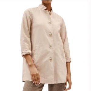 Eileen Fisher Organic Cotton Hemp Stand Collar Jacket